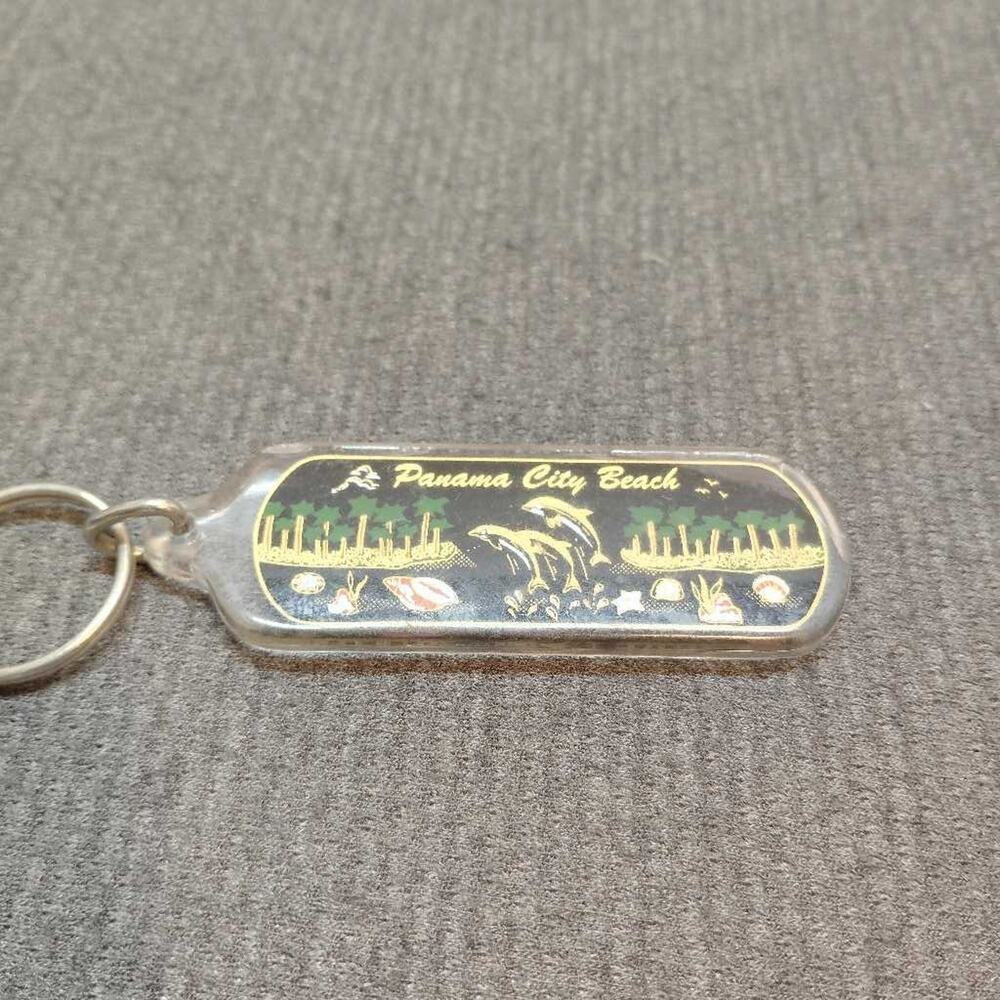 Panama City Beach Dolphins Keychain Fl USA Metal Souvenir Travel Collectible